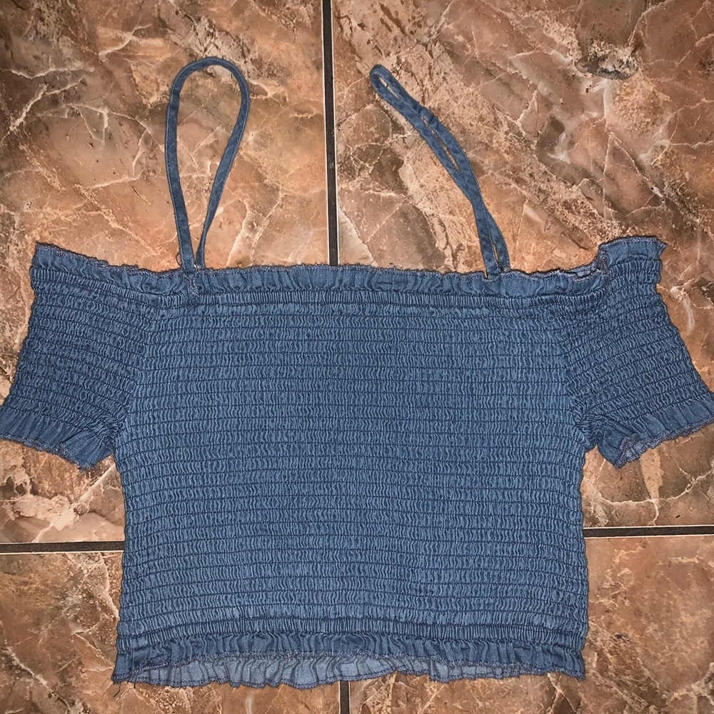 Ruffled jean crop top